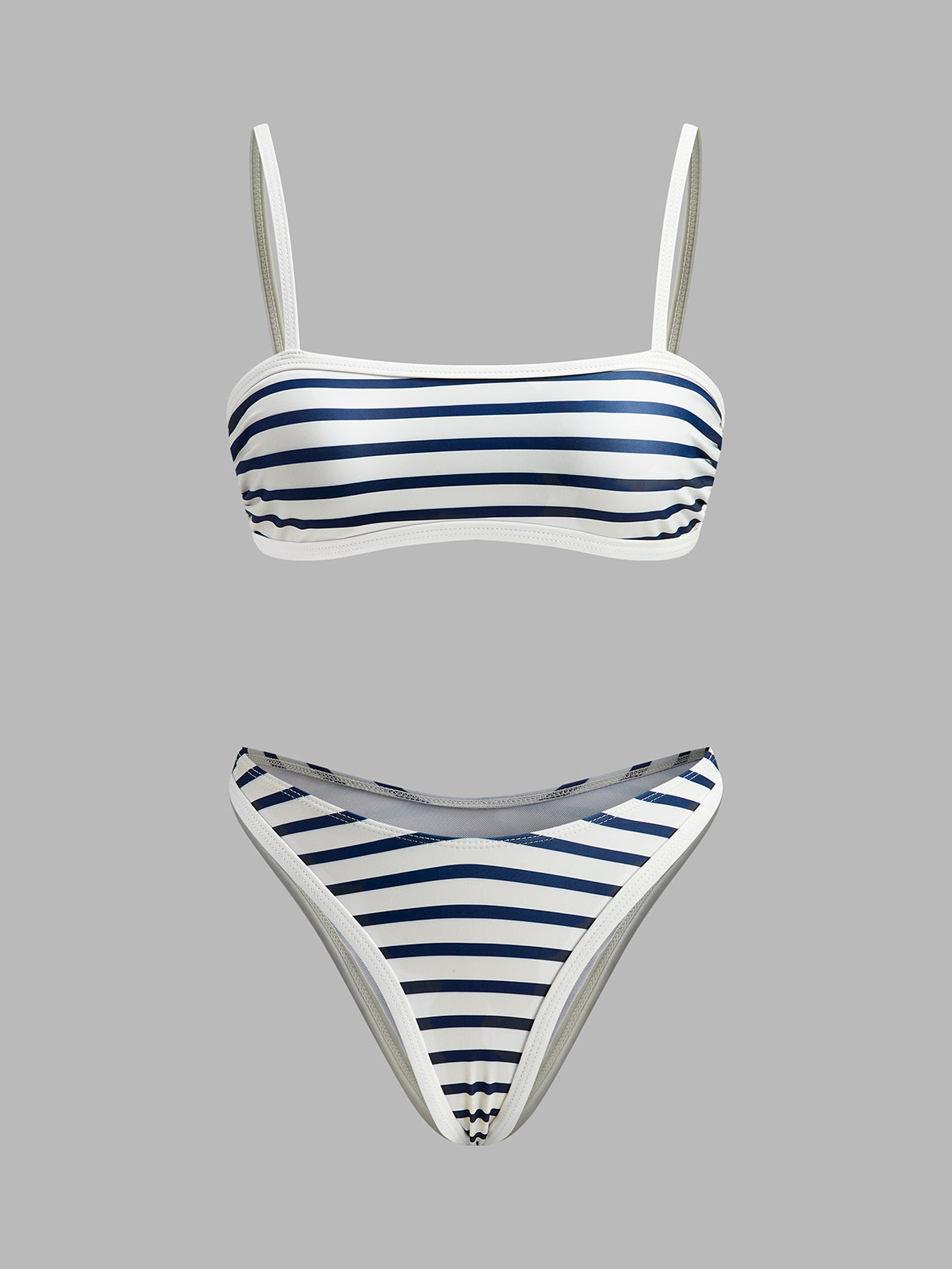 Nautischer Streifen High-Cut Bikini – Figurbetonter Damen-Badeanzug