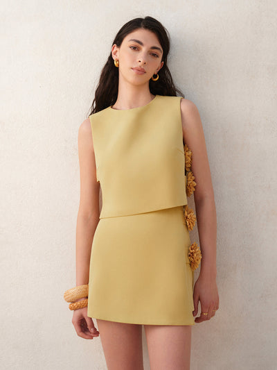 3D-Blumen Rock-Set aus veganem Leder – Sommer Co-Ord Outfit