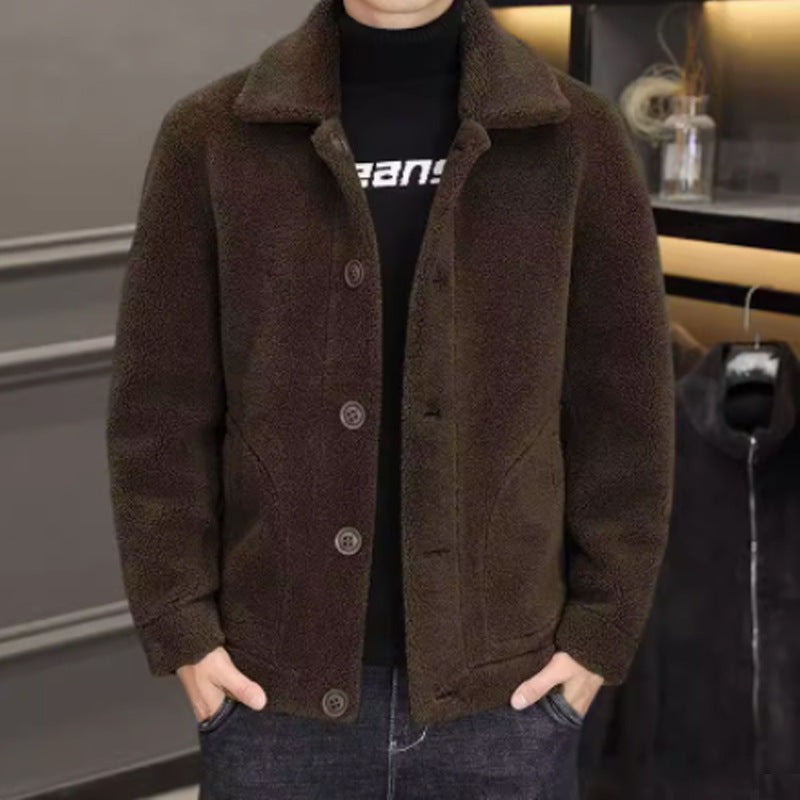 Beidseitiger Fleece-Wollmantel für Herren mit Kapuze – Winterjacke in verschiedenen Farben