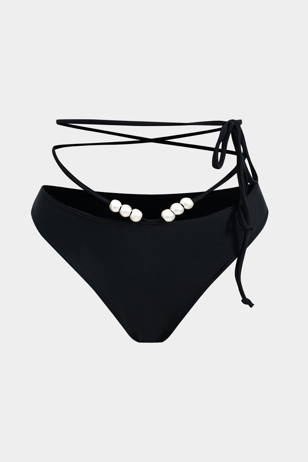 Meredith | Dreiteiliges Bikini-Set mit Wickelband-Design, Perlen-Details und transparentem Pareo