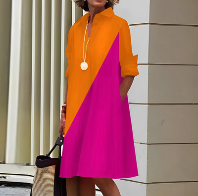 Oversized Halbarmlänge Polokleid für Damen