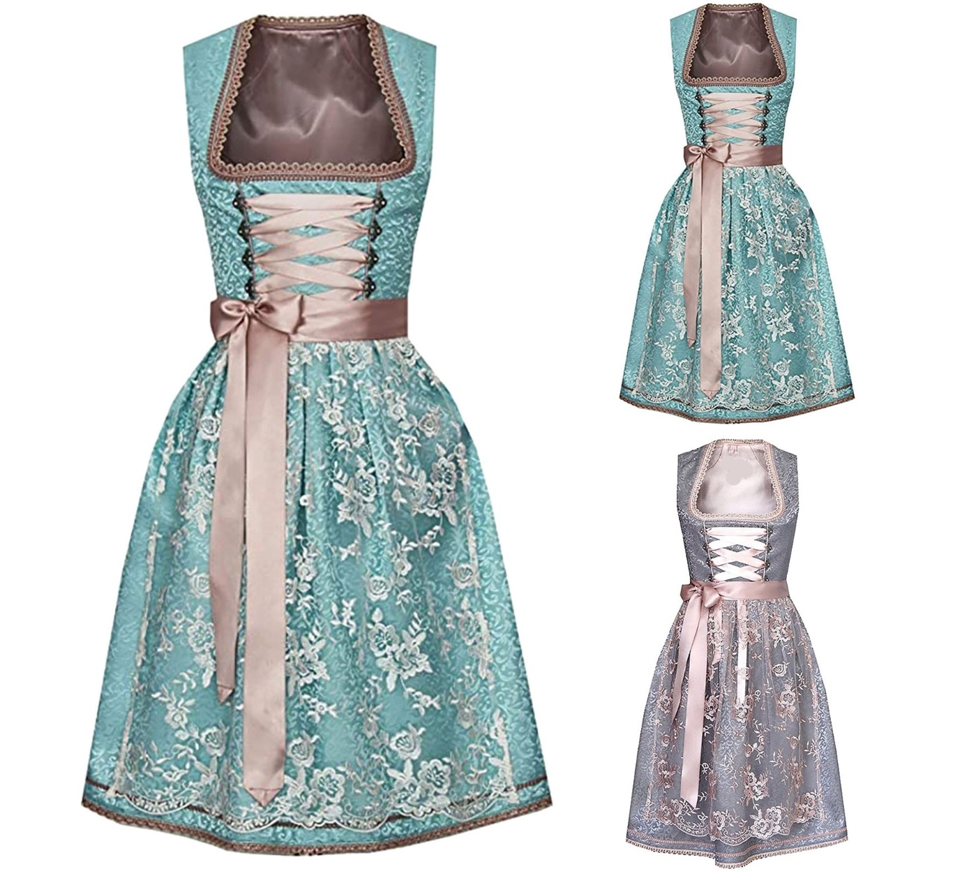 Einzigartiges Kleid mit Bluse und Schürze
