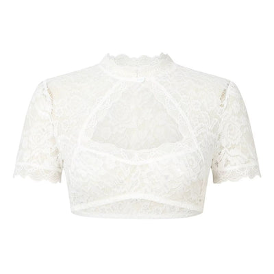 Damen Weiß Bluse Dirndl Oktoberfest | Spitze mit Kurzarm