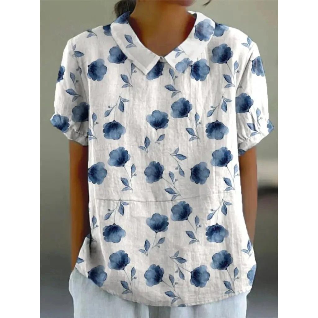 Katharina | Bluse aus Baumwollmischgewebe mit Blumenmuster