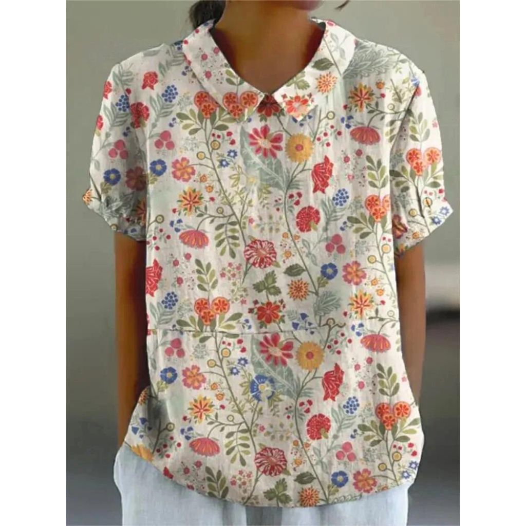 Katharina | Bluse aus Baumwollmischgewebe mit Blumenmuster