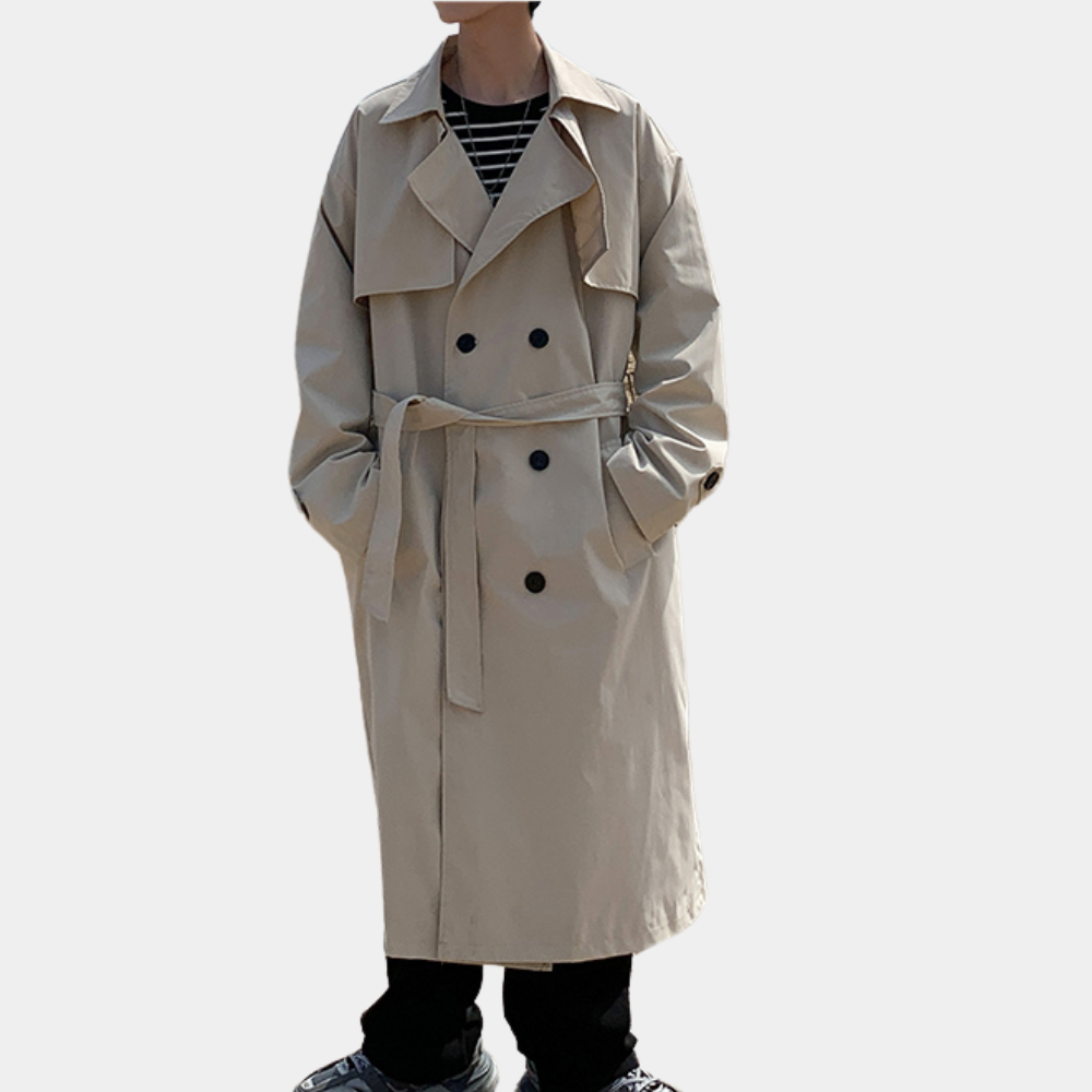 Langer Trenchcoat mit Knöpfen für Männer
