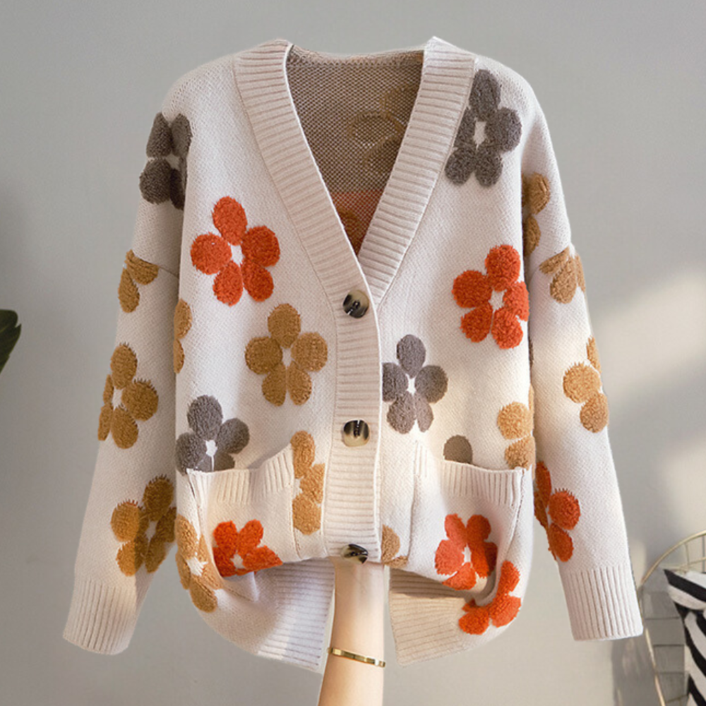 Blümchen Strickjacke für Damen