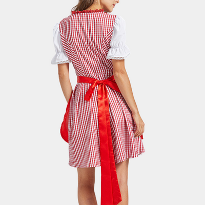 Damen Elegantes Rot Oktoberfest Dirndl Kleid