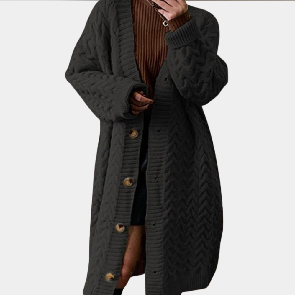 Lange Kuschelige Winter-Strickjacke für Frauen