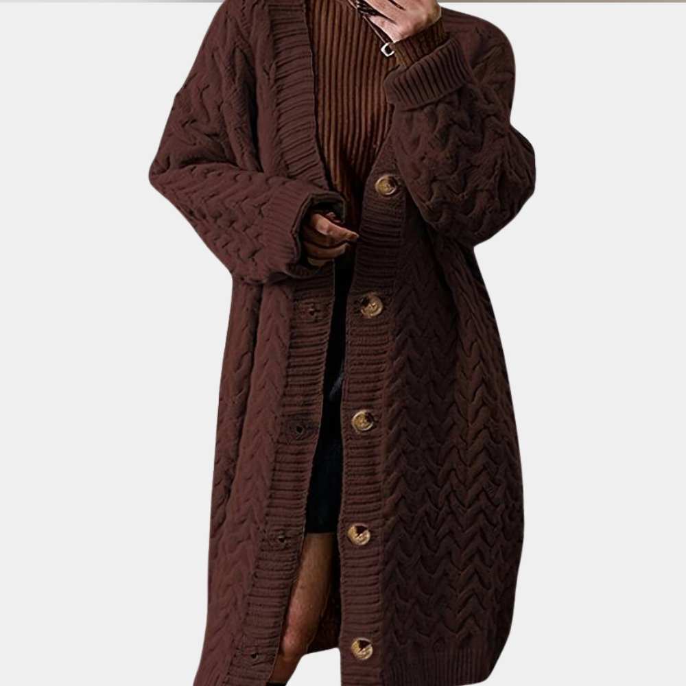 Lange Kuschelige Winter-Strickjacke für Frauen