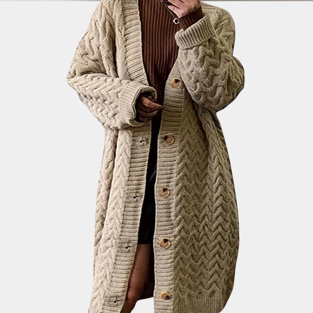 Lange Kuschelige Winter-Strickjacke für Frauen