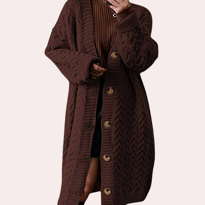 Lange Kuschelige Winter-Strickjacke für Frauen