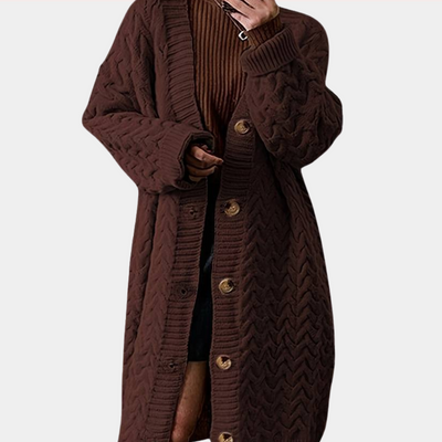 Lange Kuschelige Winter-Strickjacke für Frauen