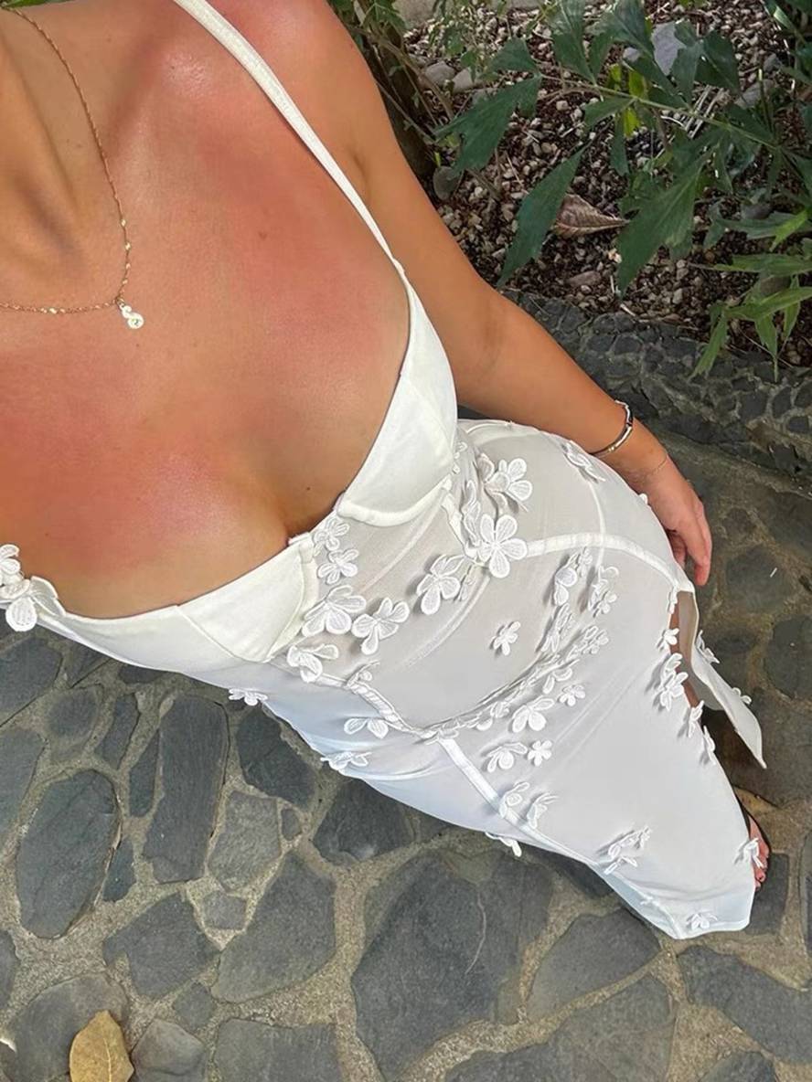 Heidi-Mode | Langengreifendes Kleid mit Feinen Trägern Ärmellos Frau Elegant Lässig Abendkleid für Hochzeit Strandkleid