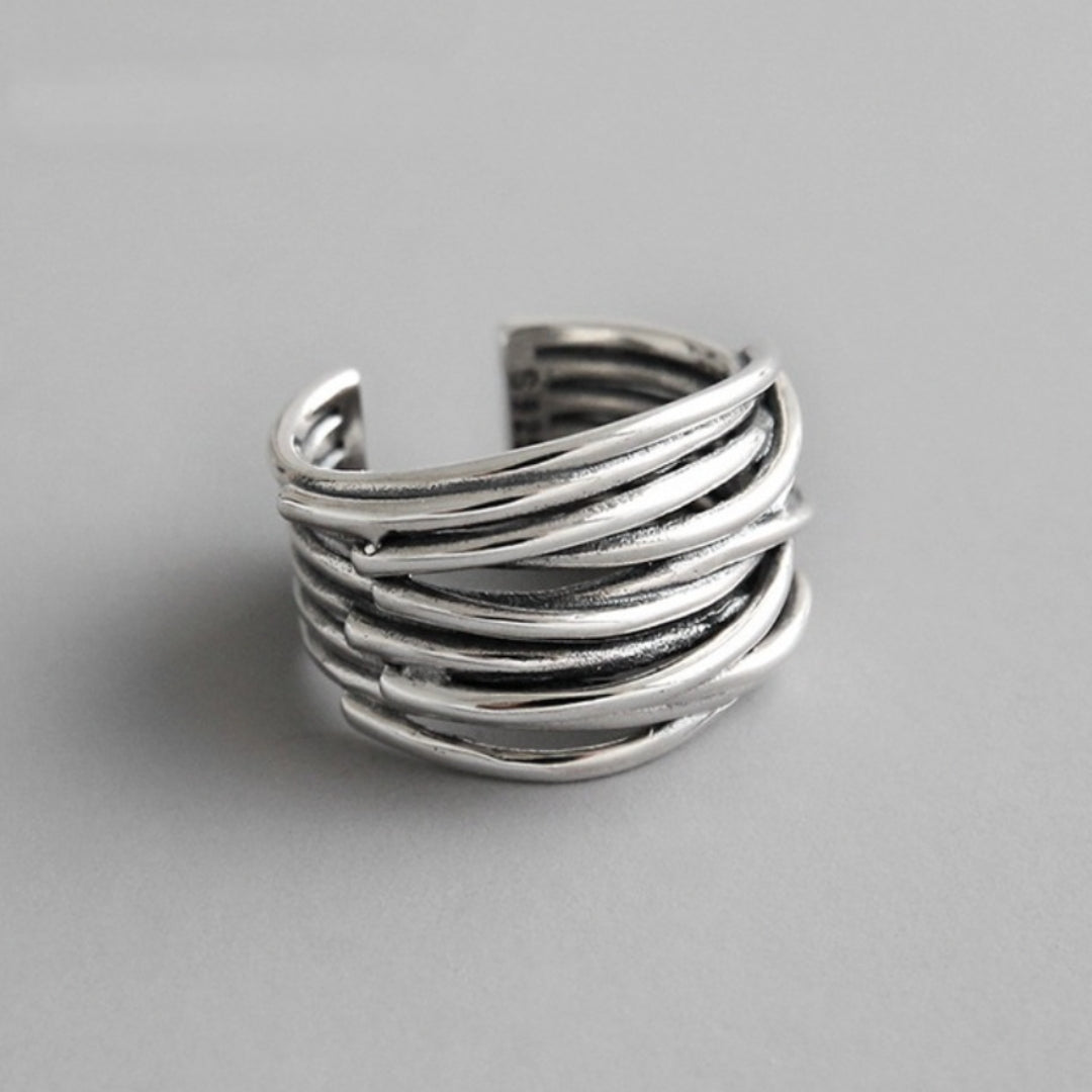 925 Sterling Silber Verstellbarer Geschichteter Ring