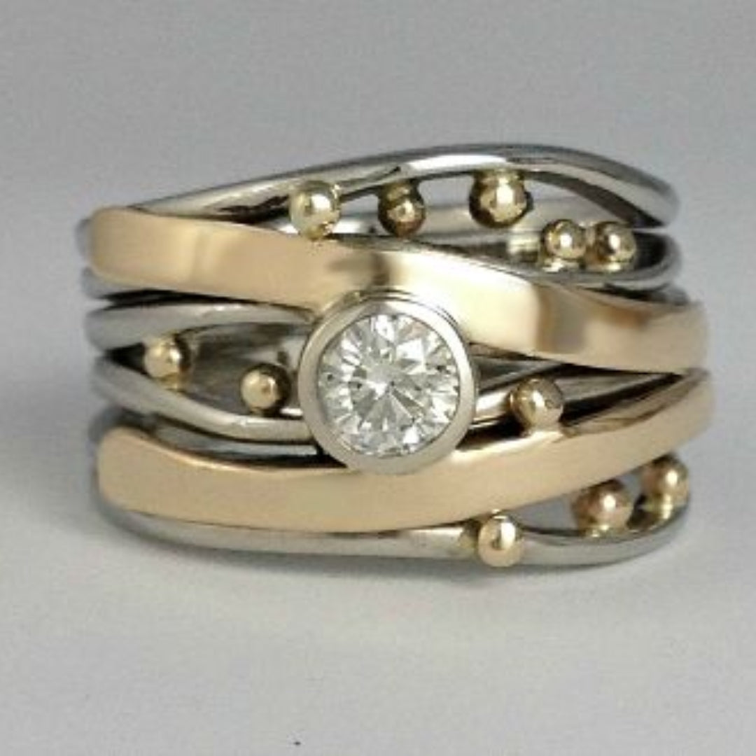 Vintage Gold Einlagen Zirkonia Ring