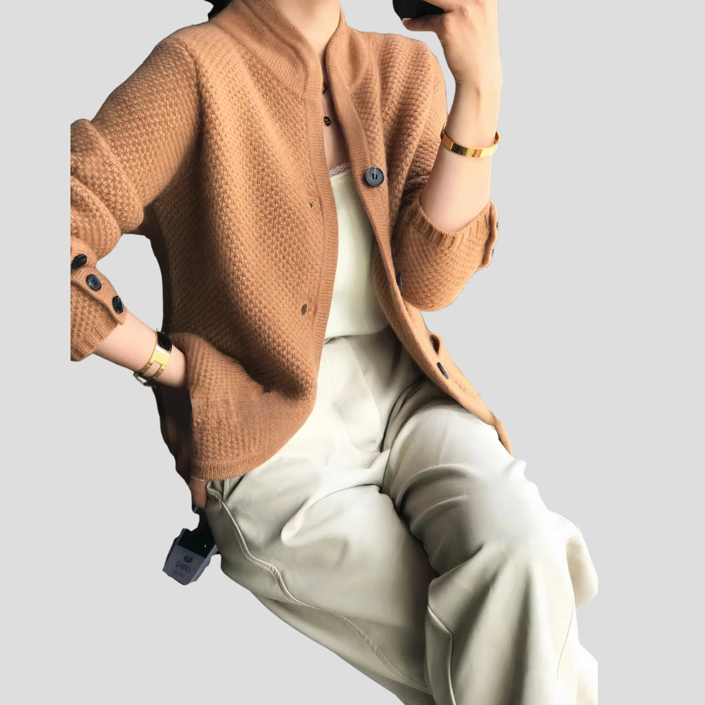 Martina | Langer Kaschmir Cardigan mit V Ausschnitt