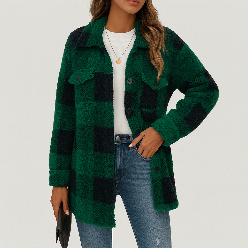 Pauline | Damen Plüsch Fleece Winterjacke