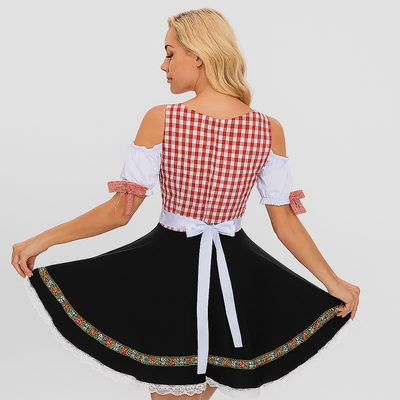 Elegantes Dirndl Damen – Mit Spitzenbesatz & Rückenschleife im traditionellen Bayern-Stil