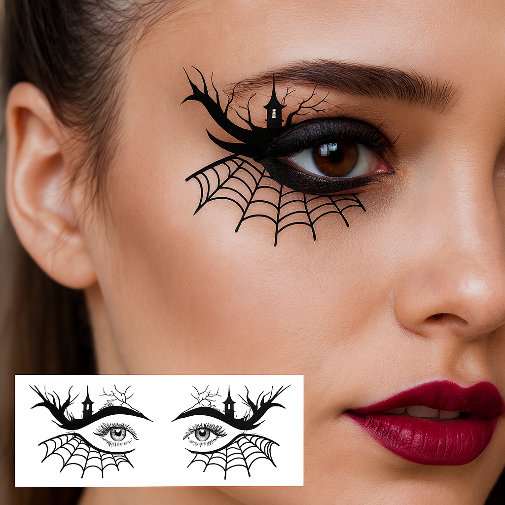 Noctora | Halloween-Tattoo-Sticker-Set mit 10 Designs für Gesicht und Körper