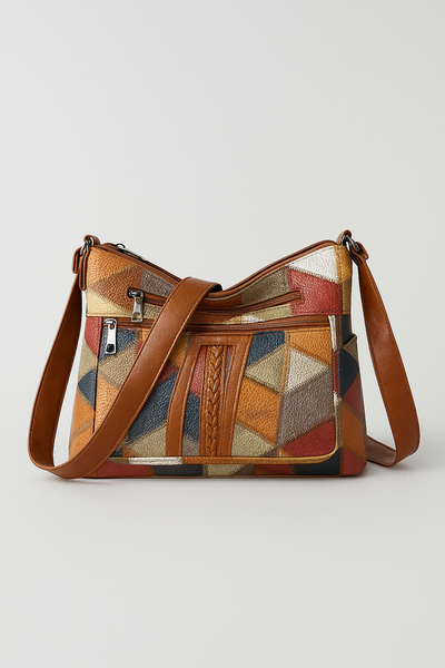 Vintage Straw Tote Strandtasche – Große Handgewebte Tasche mit Vegan-Leder