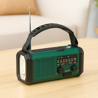 Notfallradio mit Solarpanel und Handkurbel – 10.000-mAh-Powerbank, AM/FM-Wetterradio, Taschenlampe, SOS- und Handy-Ladegerät