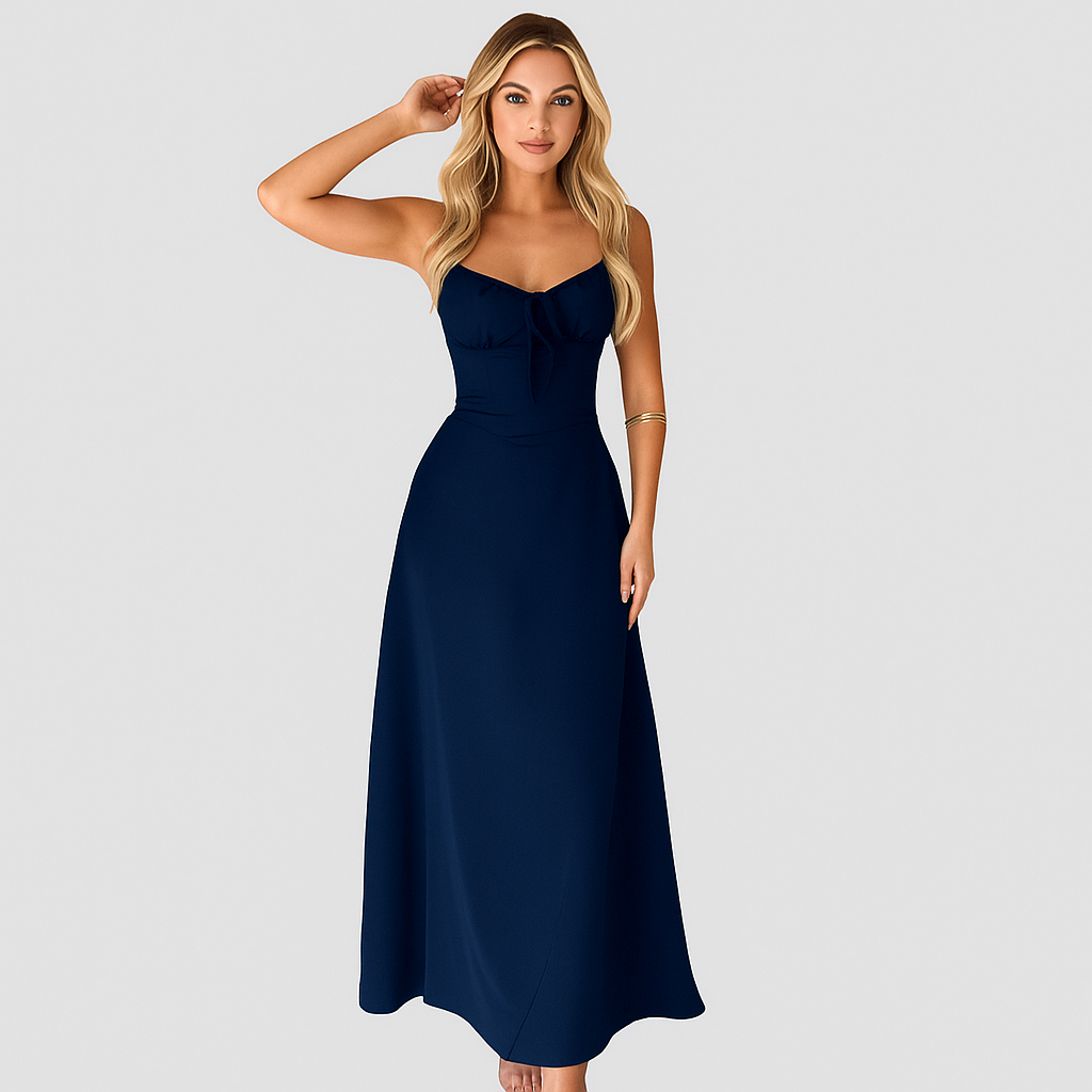 Elara – Elegantes Maxikleid mit Wickel-Design und Spaghettiträger