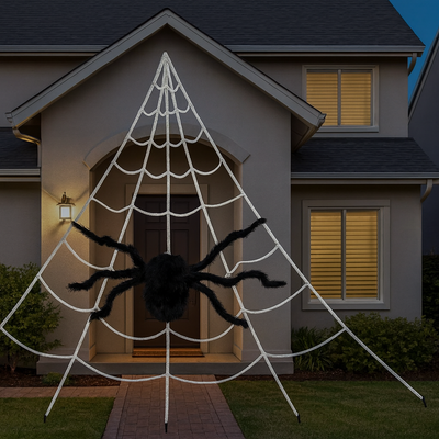 DarkWeave Riesen-Spinnennetz 16ft – Halloween Außendeko für Garten & Patio