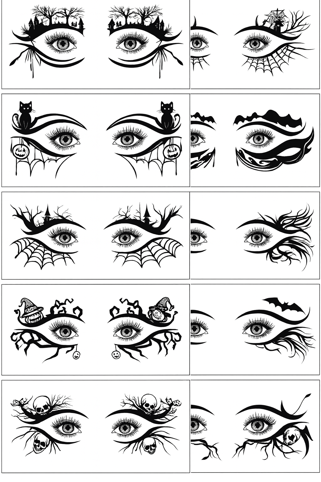 Noctora | Halloween-Tattoo-Sticker-Set mit 10 Designs für Gesicht und Körper