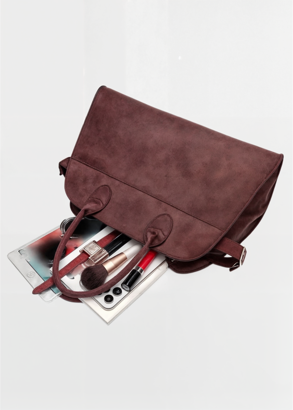 Vegane Wildleder Schultertasche Damen – Kleine Handtasche mit Magnetverschluss