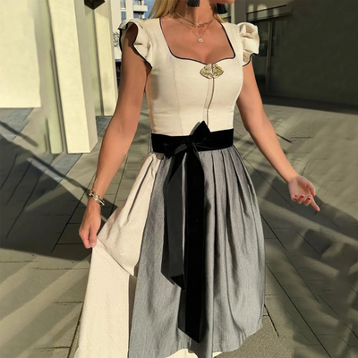 Damen Dirndl Kleid Baumwolle Festlich Traditionell