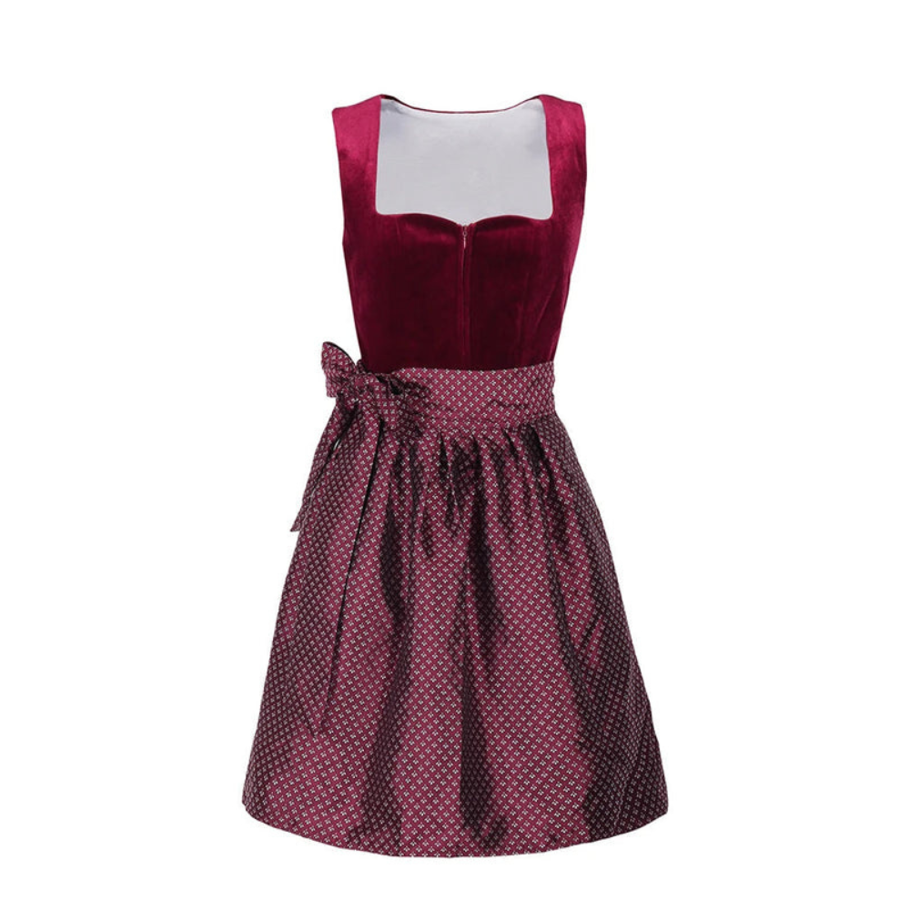 Damen Elegantes Kontrast Dirndl Kleid | Festlich Midi