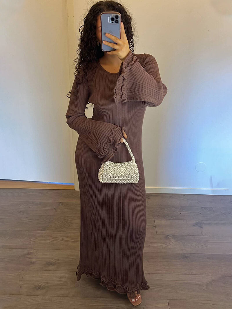 Damen Kleid Festlich mit Rüschen für Hochzeitsgast und Elegante Anlässe