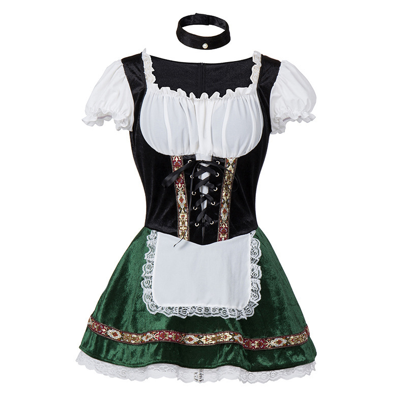 Damen Mini Dirndl Kleid Baumwolle Festlich