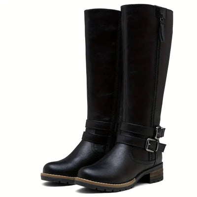 Damen Stiefel Leder Elegant Schwarz