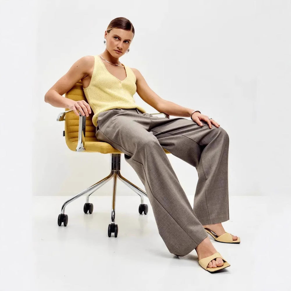 Damen Stricktop Baumwolle V-Ausschnitt