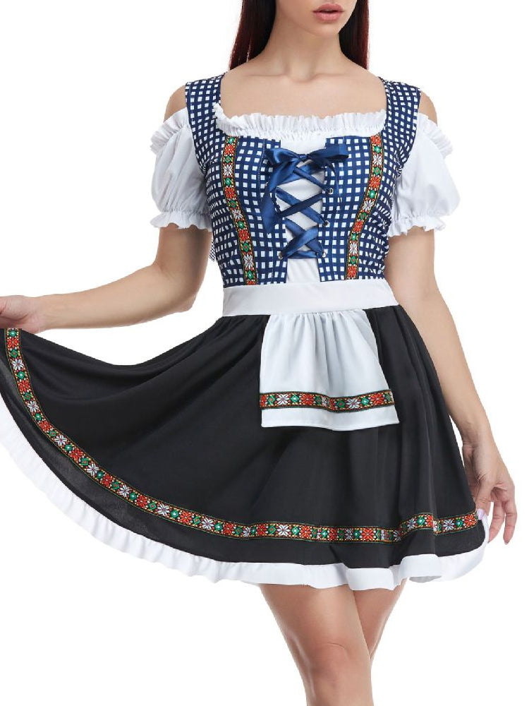 Damen Trachtenkleid Baumwolle Klassisch mit Bluse und Schürze