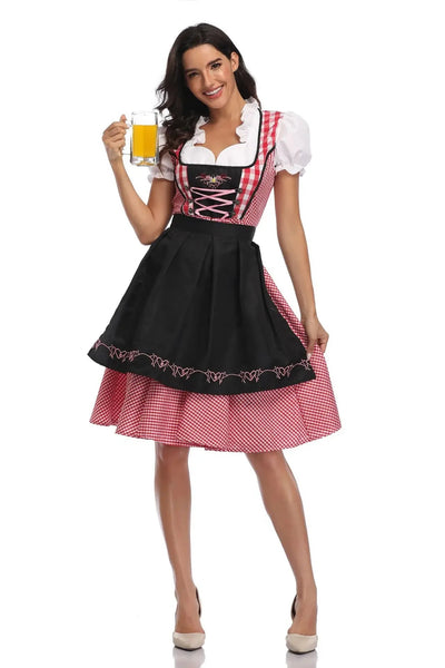 Damen Trachtenkleid Baumwolle Mit Schürze Für Oktoberfest Und Festlichkeiten