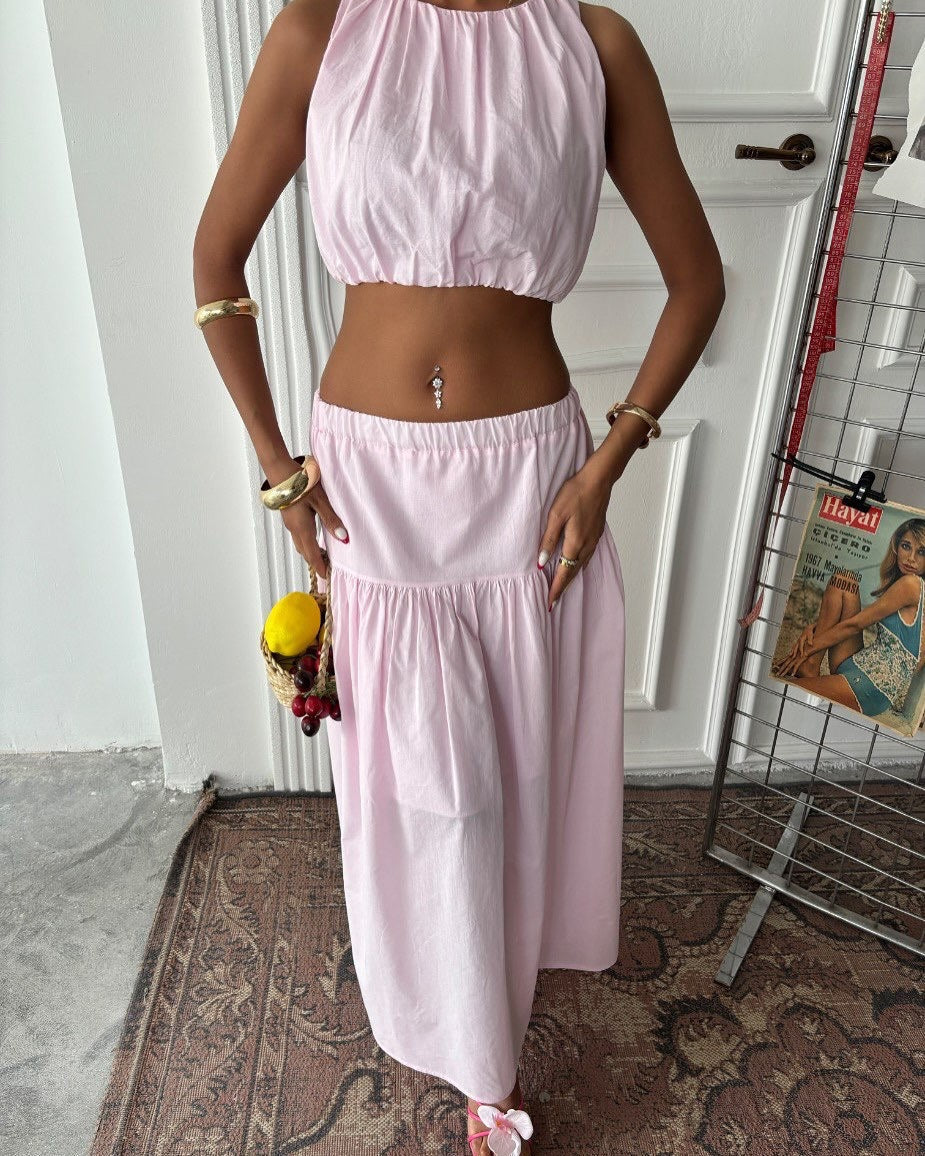 Damen Zweiteiliges Kleid Leicht Elegant Mit Gerafftem Oberteil