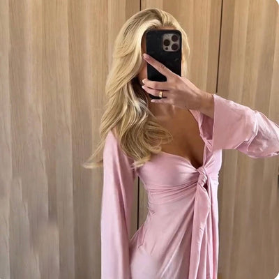 Damenbluse Viskose Knoten-Detail Elegant Festlich