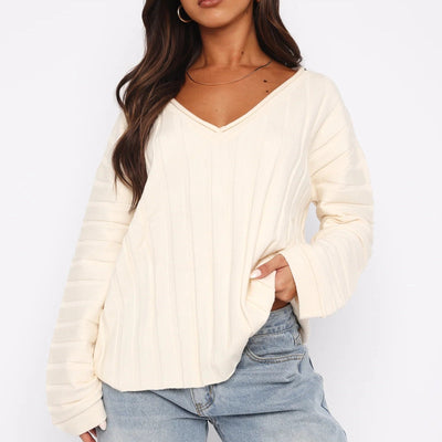 Damenpullover Baumwolle V-Ausschnitt Elegant