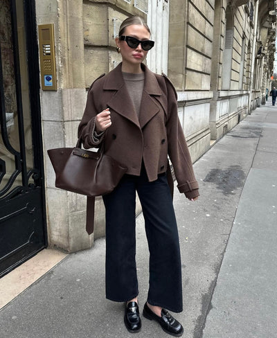 Saira | Kurzer Zweireihiger Gürtelmantel