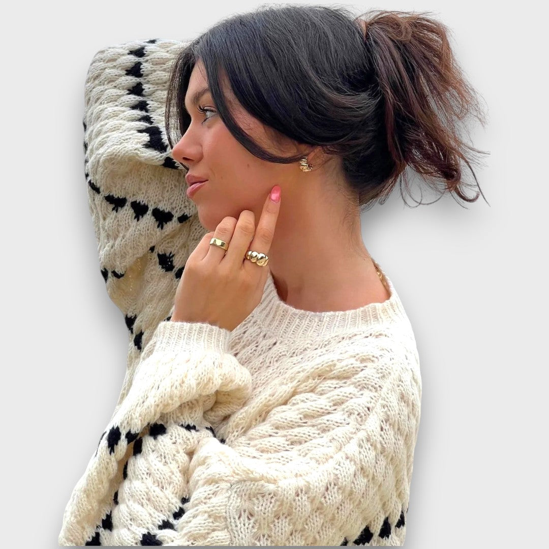 Luliane – Strukturpullover mit grafischem Muster