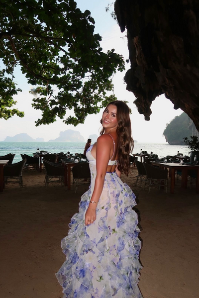 Lyra | Langes Blumenkleid mit Trägern