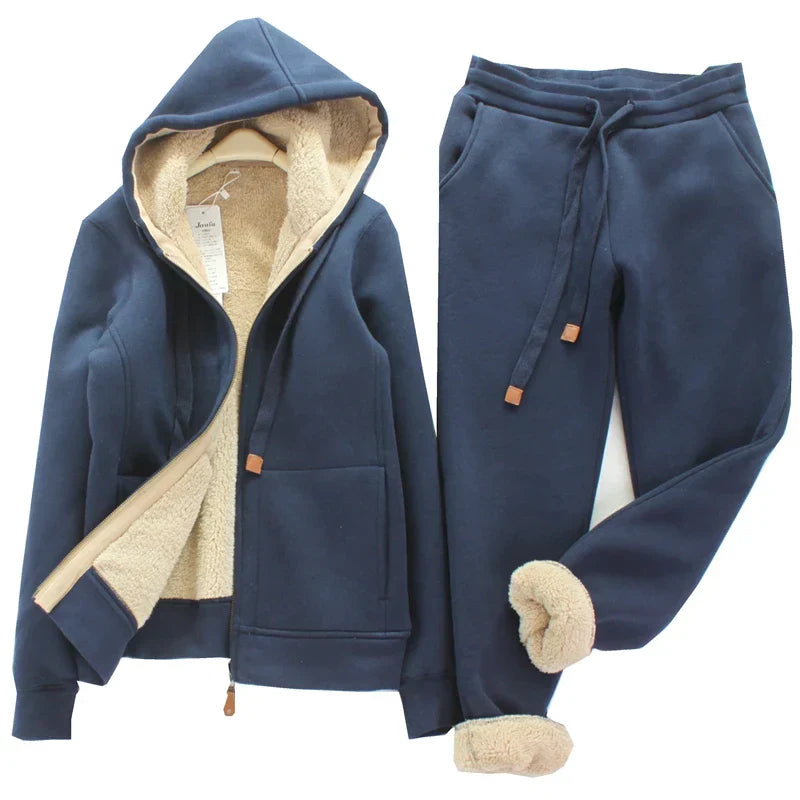 Jacke und Hose Set mit warmem Innenfutter für Frauen