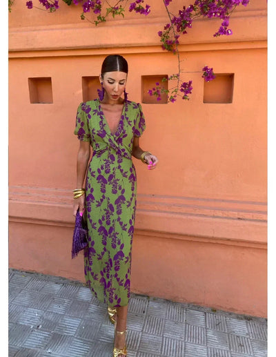 Vela - Midi-Kleid für Damen mit gedrehtem Druck