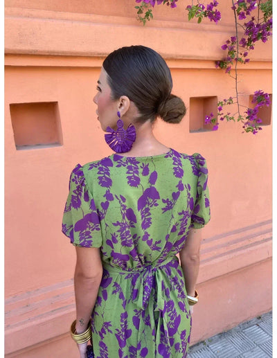 Vela - Midi-Kleid für Damen mit gedrehtem Druck