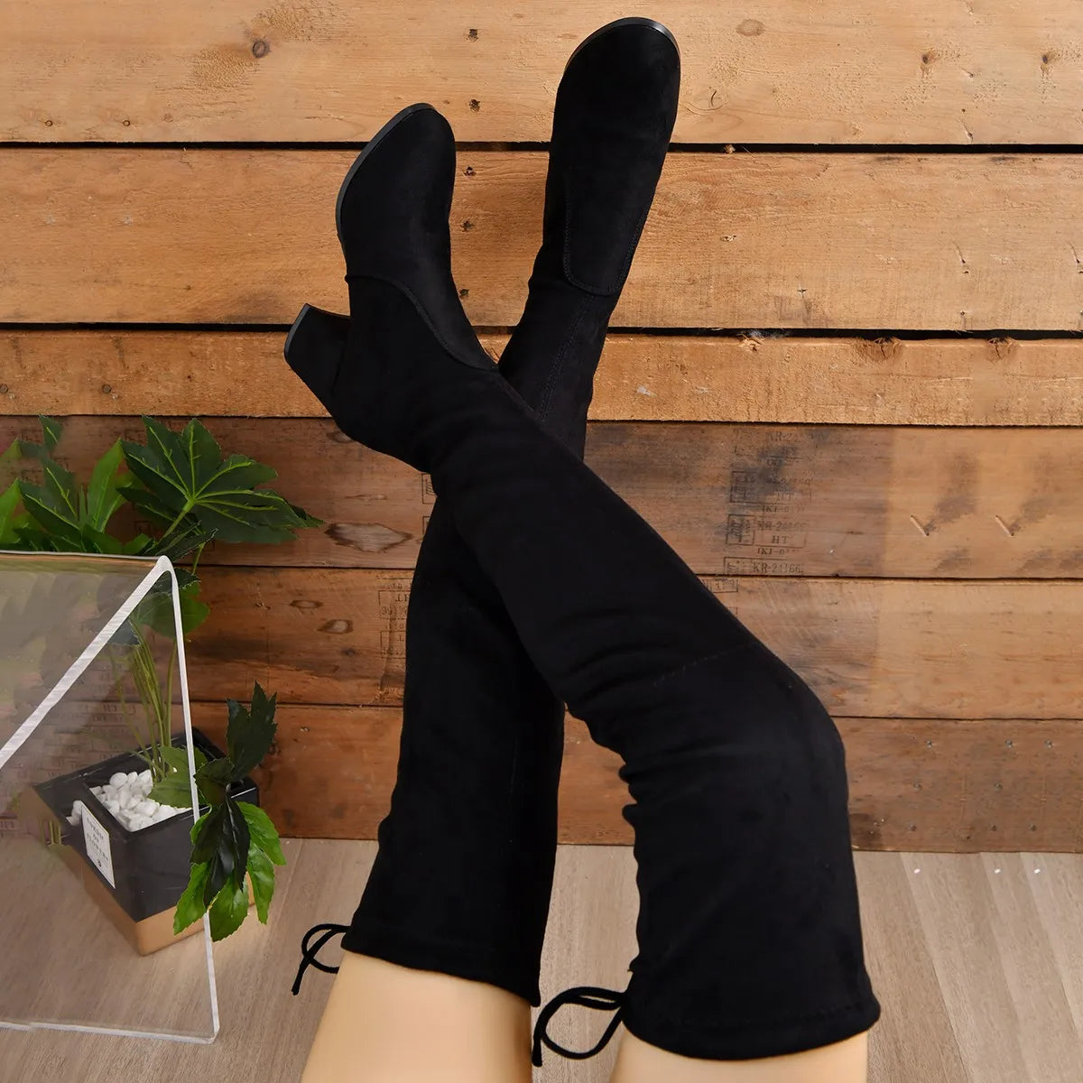 Christine | Elegante Overknee Stiefel mit Blockabsatz