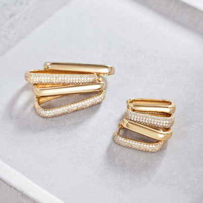 Gold Icon Pavé Hoop Earrings