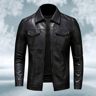 Heidi-Mode - Stilvolle und Bequeme Schwarze Lederjacke für Männer
